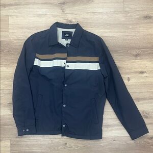 O'Neill Navy Jacket with Brown and White Stripes